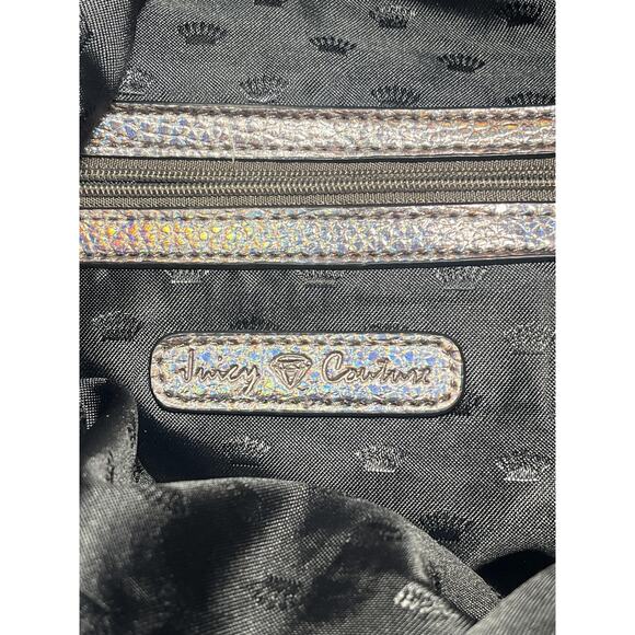 Juicy Couture Y2K Shoulder Bag Womens Gray Hobo Iridescent Trim Velvet Logo - Picture 6 of 14